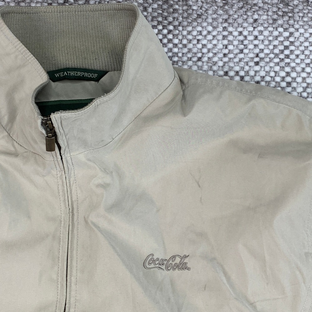 Weatherproof Harrington Jacket Mens XXL Tan Coca-Cola Logo Full Zip Vintage